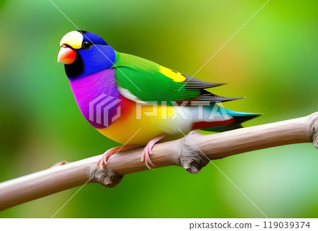 Beautiful multi colored Gouldian finch bird from Australia 119039374