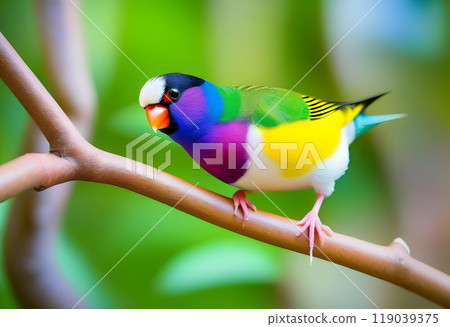 Beautiful multi colored Gouldian finch bird from Australia 119039375