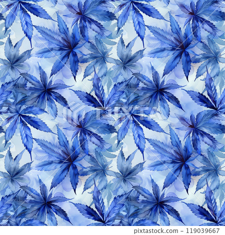 Watercolor Marijuana plant seamless pattern 119039667