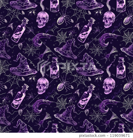 Halloween seamless pattern spooky background 119039671