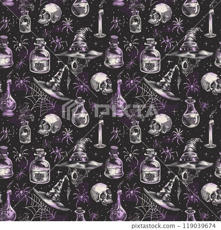 Halloween seamless pattern spooky background 119039674
