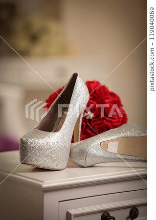 Stylish and fashionable pair of woman high heels shoes, perfect for successful modern woman for socialite and sociable sophisticated woman fashion and style concepts Stylish and fashionable pair of woman high heels shoes, perfect for successful modern woman for socialite and sociable sophisticated woman fashion and style concepts 119040069