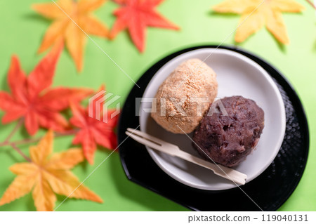 Autumn flavors: Ohagi and kinako Japanese sweets Autumn flavors: Ohagi and kinako Japanese sweets 119040131