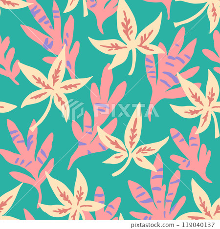 Colorful modern seamless pattern with abstract leaves. 119040137
