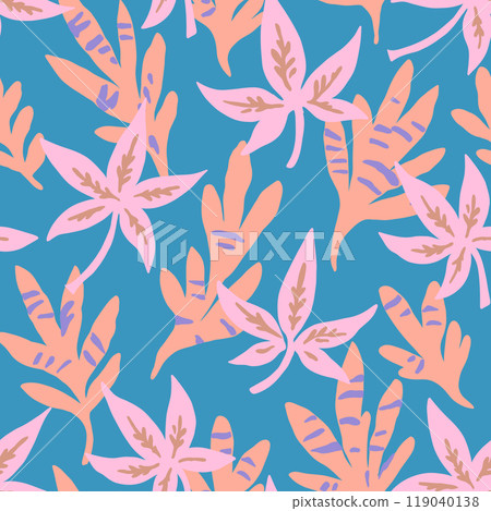 Colorful modern seamless pattern with abstract leaves. Colorful modern seamless pattern with abstract leaves. 119040138