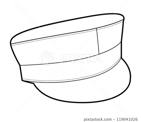 Baker Boy Cap with Peak. Hat Head Fashion accessory clothing technical illustration. Vector headgear for Men, women Baker Boy Cap with Peak. Hat Head Fashion accessory clothing technical illustration. Vector headgear for Men, women 119041026