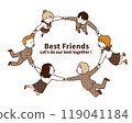 Illustration of students holding hands in a circle 119041184