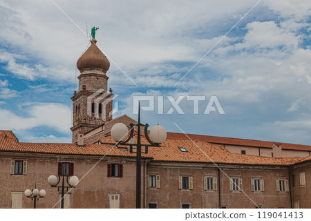 Krk Croatia 26.06.24 Church Tower Bell In Krk Town Krk Croatia 26.06.24 Church Tower Bell In Krk Town 119041413
