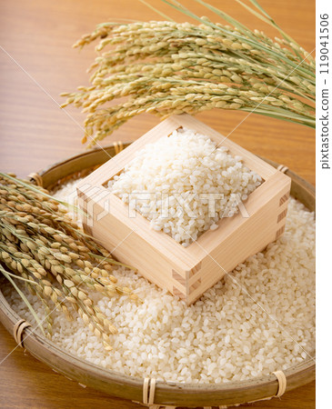 White rice served in a box White rice served in a box 119041506