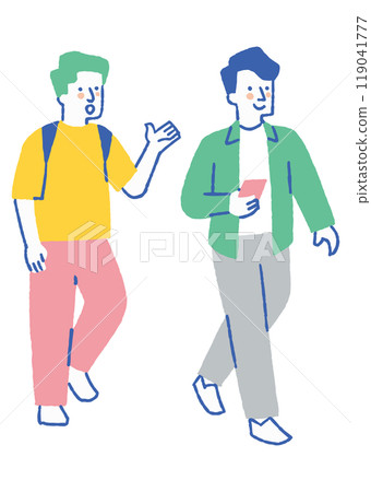 A man talking and a man holding a smartphone_Color A man talking and a man holding a smartphone_Color 119041777