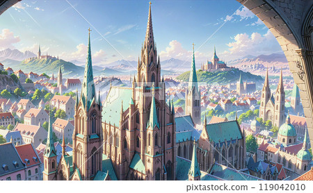 "Castle town scenery of medieval Europe" "Castle town scenery of medieval Europe" 119042010