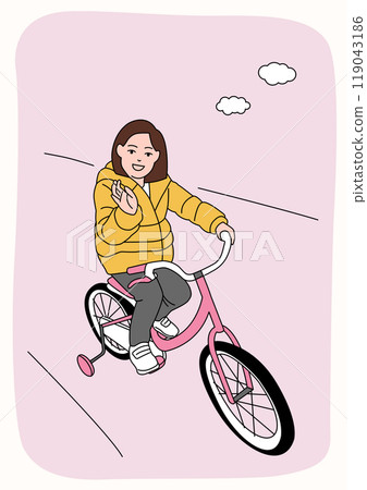 Vector illustration of a girl riding a bicycle. Vector illustration of a girl riding a bicycle. 119043186