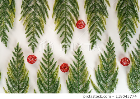 Fake fir tree branch for decorating of bouquets and home Fake fir tree branch for decorating of bouquets and home 119043774