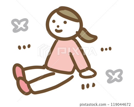 一位身著休閒服的年輕女子坐在草地上放鬆（全身） 119044672