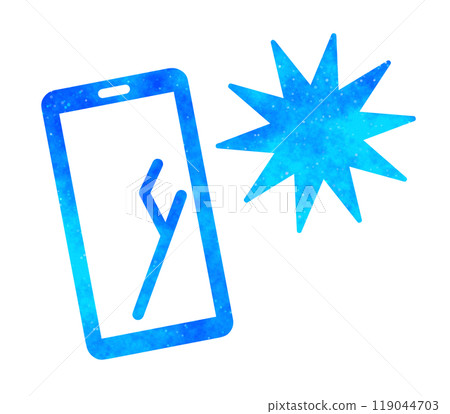 Blue starry sky | Smartphone with cracked screen 119044703