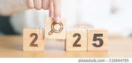 2025 block with magnifying glass icon. SEO, Search Engine Optimization, hiring , Advertising, Idea, Strategy, marketing, Keyword, Content and New Year start concepts 2025 block with magnifying glass icon. SEO, Search Engine Optimization, hiring , Advertising, Idea, Strategy, marketing, Keyword, Content and New Year start concepts 119044795