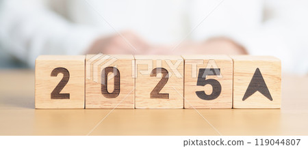 2025 New year with UP and Down arrow. Interest rate, GDP, stocks market, financial, deflation and Inflation, mortgage, debt, Loan and Economic Recession 2025 New year with UP and Down arrow. Interest rate, GDP, stocks market, financial, deflation and Inflation, mortgage, debt, Loan and Economic Recession 119044807