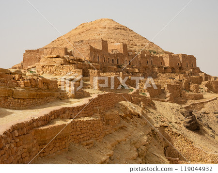 Abandoned Berber hilltop village of Ksar Guermessa in Tunisia Abandoned Berber hilltop village of Ksar Guermessa in Tunisia 119044932