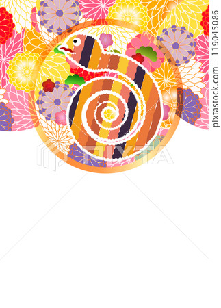 Snake New Year's card Chrysanthemum background 119045086