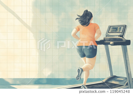 跑在一台跑的機器的婦女 119045248