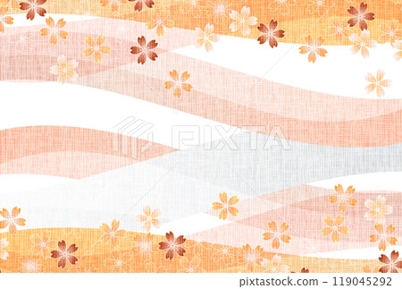 日本圖案櫻花新年賀卡背景 119045292