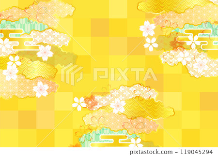 Japanese pattern cherry blossom New Year's card background Japanese pattern cherry blossom New Year's card background 119045294