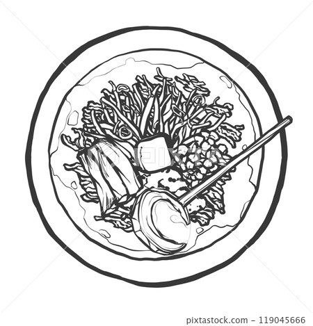 味噌拉麵的手寫畫筆繪畫風格插圖 味噌拉麵的手寫畫筆繪畫風格插圖 119045666
