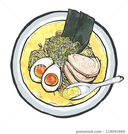 Hand-drawn illustration of salt ramen 119045669