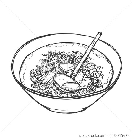 味噌拉麵的手寫畫筆繪畫風格插圖 味噌拉麵的手寫畫筆繪畫風格插圖 119045674