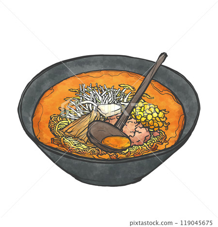 Hand-drawn illustration of miso ramen Hand-drawn illustration of miso ramen 119045675