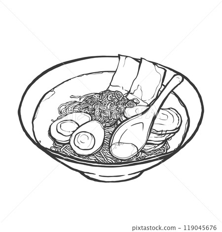 鹽拉麵的手寫筆畫風格插畫 119045676