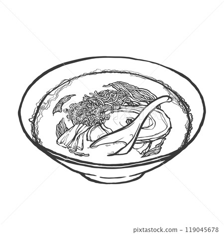 豬骨拉麵手寫筆畫風格插畫 豬骨拉麵手寫筆畫風格插畫 119045678