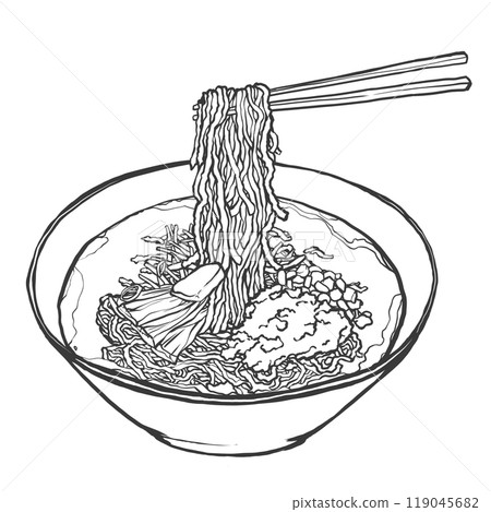 Hand-drawn illustration of miso ramen Hand-drawn illustration of miso ramen 119045682