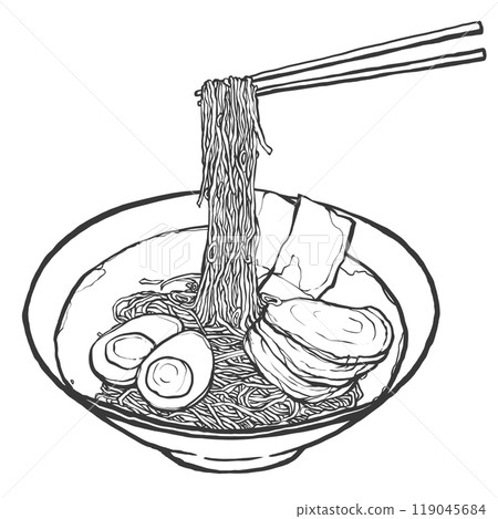 鹽拉麵的手寫筆畫風格插畫 鹽拉麵的手寫筆畫風格插畫 119045684