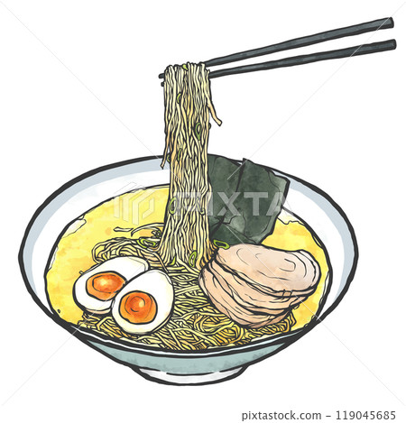 Hand-drawn illustration of salt ramen Hand-drawn illustration of salt ramen 119045685