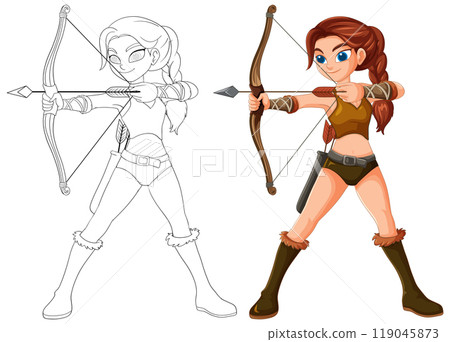 Female Archer in Action Pose 119045873