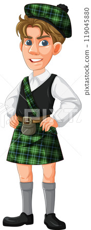 Scottish Attire with Tartan Patterns 119045880