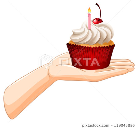 Cupcake Celebration in Hand Cupcake Celebration in Hand 119045886