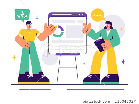 Vector Illustration of Conflict Resolution and Management featuring Two Social Groups with Different Opinions and Disagreements in a Flat Background Vector Illustration of Conflict Resolution and Management featuring Two Social Groups with Different Opinions and Disagreements in a Flat Background 119046027