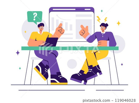 Vector Illustration of Conflict Resolution and Management featuring Two Social Groups with Different Opinions and Disagreements in a Flat Background 119046028