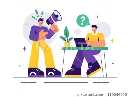 Vector Illustration of Conflict Resolution and Management featuring Two Social Groups with Different Opinions and Disagreements in a Flat Background Vector Illustration of Conflict Resolution and Management featuring Two Social Groups with Different Opinions and Disagreements in a Flat Background 119046029