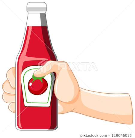 Hand Holding Tomato Ketchup Bottle 119046055