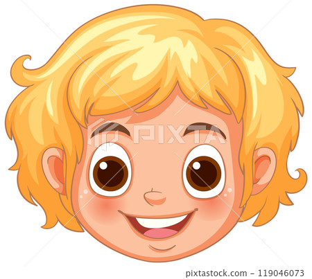 Happy Blonde Cartoon Child Face 119046073