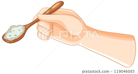Hand Holding a Wooden Spoon Hand Holding a Wooden Spoon 119046085