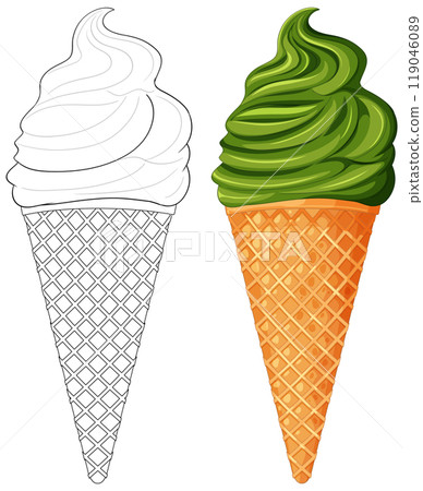 Green Ice Cream Cone Illustration Green Ice Cream Cone Illustration 119046089