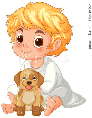 Child with Puppy Illustration Child with Puppy Illustration 119046102