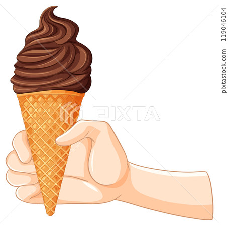 Hand Holding Chocolate Ice Cream Cone Hand Holding Chocolate Ice Cream Cone 119046104