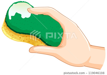 Hand Holding a Cleaning Sponge Hand Holding a Cleaning Sponge 119046108