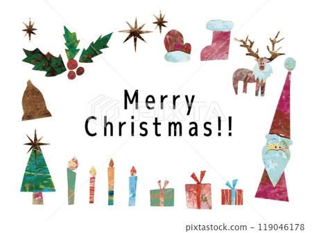 Christmas card made from painted paper (black text) 119046178