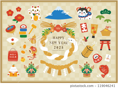 New Year's/Snake Year New Year's Card Illustration Set 119046241
